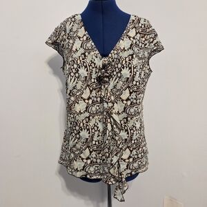 Y2K Brown Floral Silk Tank Top Size 14W